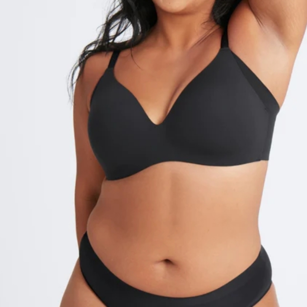 Knix Wing Woman Contour T-Shirt Bra Black 7+ Wireless 36DDD 38F 38DD new NWT